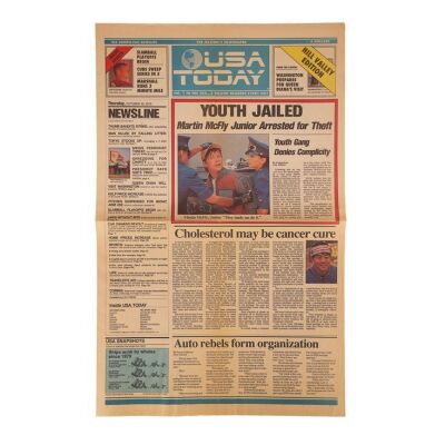 Lot # 43: Back To The Future Part II (1989) - "Youth Jailed" USA Today Newspaper