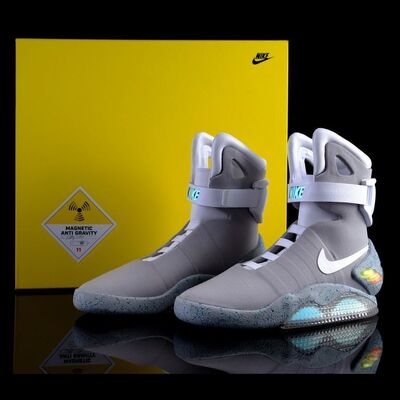 Lot # 47: Back To The Future Part II (1989) - Official Licensed (2011) Light-Up Size 11 Marty McFly (Michael J. Fox) Nike MAG Shoes