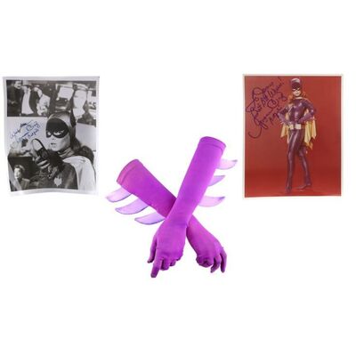 Lot # 51: Batman (T.V. Series, 1967 - 1968) - Batgirl's (Yvonne Craig) Gloves and Signed Photos