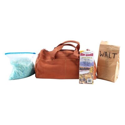 Lot # 78: Breaking Bad (T.V. Series, 2008 - 2013) - Walter White's (Bryan Cranston) Satchel, Lunch Bag, and Map with Blue Sky Meth