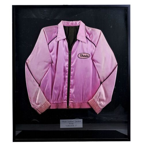 Lot # 146: Grease 2 (1982) - Rhonda Ritter's (Alison Price) Framed Pink Ladies Jacket