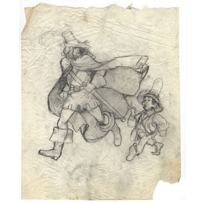 Lot # 227: The Lord Of The Rings Franchise (1937 - Present) - Hand-Drawn Brothers Hildebrandt Aragorn and Frodo Sketch