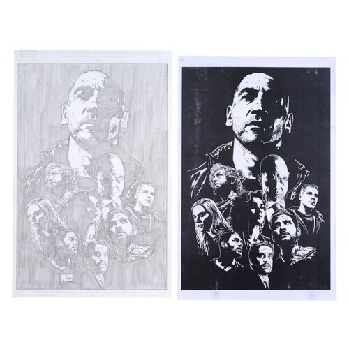 Lot # 238: Marvel's The Punisher (T.V. Series, 2017) - Hand-Drawn Joe Quesada Cast Poster Gift Artwork