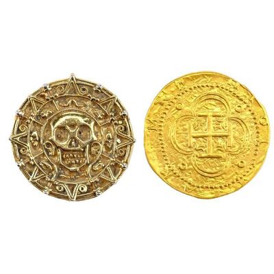 Lot # 275: Pirates Of The Caribbean: The Curse Of The Black Pearl (2003) - Cursed Aztec Coin and Spanish Coin
