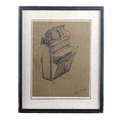 Lot # 326: Star Trek (T.V. Series, 1966 - 1969) - Framed Hand-Drawn Wah Chang Tricorder Concept Illustration