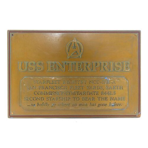 Lot # 362: Star Trek Vi: The Undiscovered Country (1991) - USS Enterprise NCC-1701-A Dedication Plaque