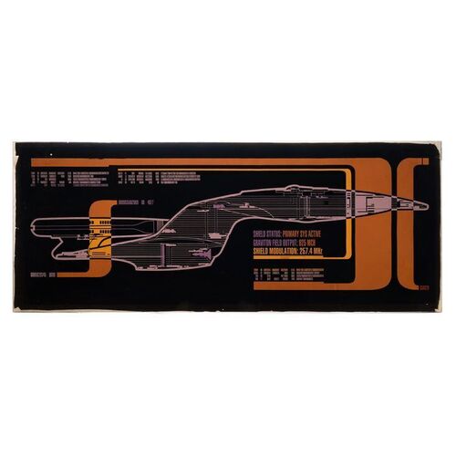 Lot # 363: Star Trek: Generations (1994) - Engineering LCARS Panel with Enterprise Image