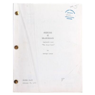 Lot # 377: Star Wars: A New Hope (1977) - Charles Lippincott Collection: Production-Used "Adventures of the Starkiller" Second Draft Screenplay