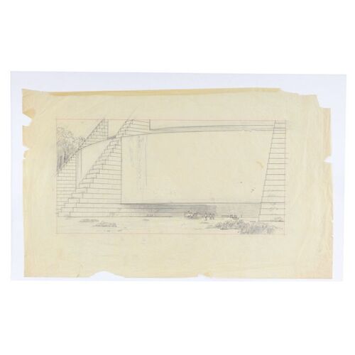 Lot # 387: Star Wars: A New Hope (1977) - Hand-Drawn Ralph McQuarrie Yavin "Rebel Stronghold" Drawing for Production Illustration