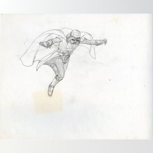 Lot # 399: Star Wars: The Empire Strikes Back (1980) - Hand-Drawn Ralph McQuarrie Darth Vader Leaping Concept Sketch