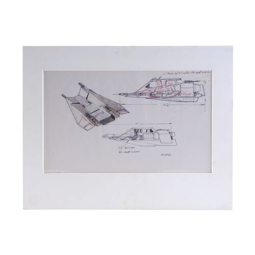 Lot # 402: Star Wars: The Empire Strikes Back (1980) - Hand-Drawn Ralph McQuarrie Snowspeeder Concept Sketch
