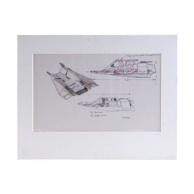Lot # 402: Star Wars: The Empire Strikes Back (1980) - Hand-Drawn Ralph McQuarrie Snowspeeder Concept Sketch