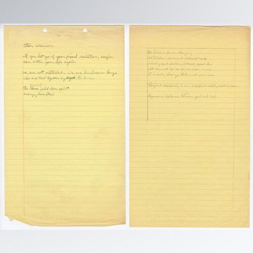 Lot # 405: Star Wars: The Empire Strikes Back (1980) - Pair of Handwritten George Lucas "The Force" and "Luminous Beings" Notes Pages