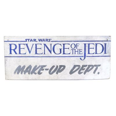Lot # 416: Star Wars: Return Of The Jedi (1983) - "Revenge of the Jedi" Makeup Department Sign