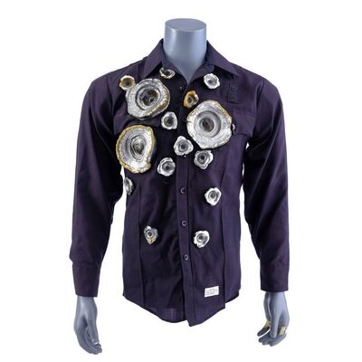 Lot # 439: Terminator 2: Judgment Day (1991) - T-1000's (Robert Patrick) Bullet-hit Zip-up LAPD Shirt