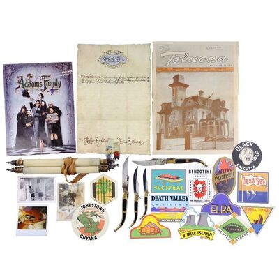 Lot # 490: The Addams Family (1991) - Deeds to Addams Family Estate, Photographs and Uncle Fester's (Christopher Lloyd) Knives and Luggage Tags