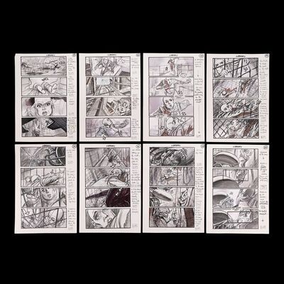 Lot # 502: Alien 3 (1992) - Martin Asbury Hand-drawn Storyboards for Ripley Fleeing the Alien