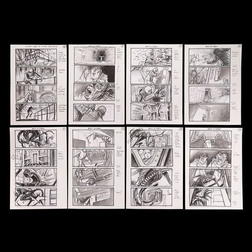 Lot # 503: Alien 3 (1992) - Martin Asbury Hand-drawn Storyboards for Molten Lead Final Sequence