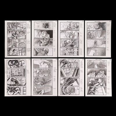 Lot # 503: Alien 3 (1992) - Martin Asbury Hand-drawn Storyboards for Molten Lead Final Sequence