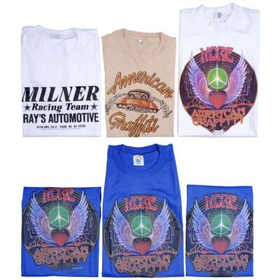 Lot # 512: American Graffiti (1973)/ More American Graffiti (1979) - Howard Kazanjian Collection: Collection of Crew Shirts