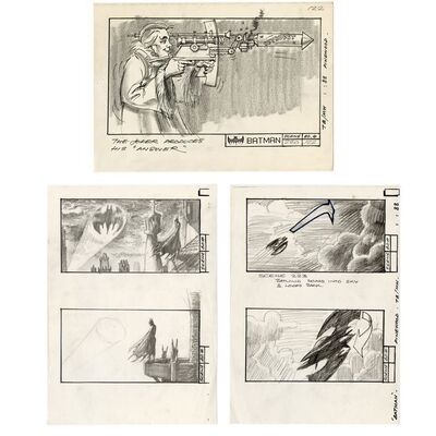 Lot # 535: Batman (1989) - Set of Three Hand-Drawn Storyboards