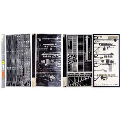 Lot # 567: Blade Runner (1982) - Three Blimp Antenna Etching Masters with Hand-Drawn Design Board