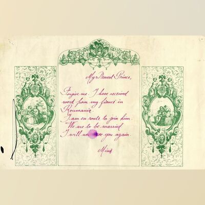 Lot # 570: Bram Stoker's Dracula (1992) - Mina Murray's (Winona Ryder) Farewell Letter to Dracula (Gary Oldman)