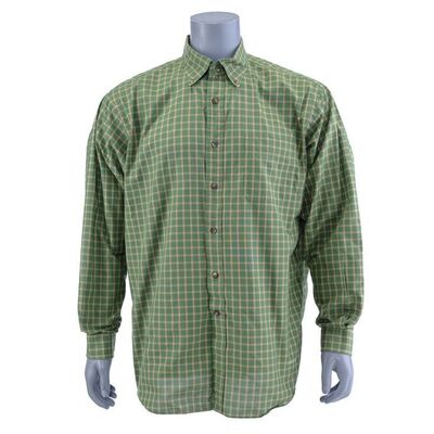Lot # 578: Breaking Bad (T.V. Series, 2008) - Walter White's (Bryan Cranston) Screen-Matched "Cancer Man" Green and Yellow Checkered Button-Up Shirt