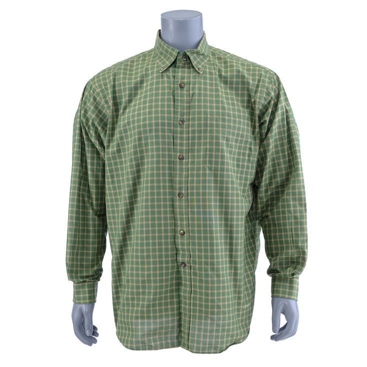 Lot # 578: Breaking Bad (T.V. Series, 2008) - Walter White's (Bryan Cranston) Cancer Man Green and Yellow Checkered Button-Up Shirt Lot # 578: Breaking Bad (T.V. Series, 2008) - Walter White's (Bryan Cranston) Cancer Man Green and Yellow Checkered Button-Up Shirt