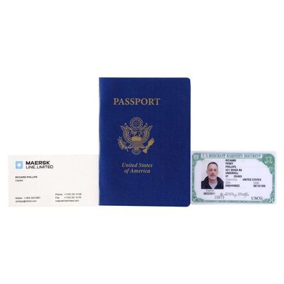 Lot # 609: Captain Phillips (2013) - Richard Phillips' (Tom Hanks) Passport, ID, and Business Card