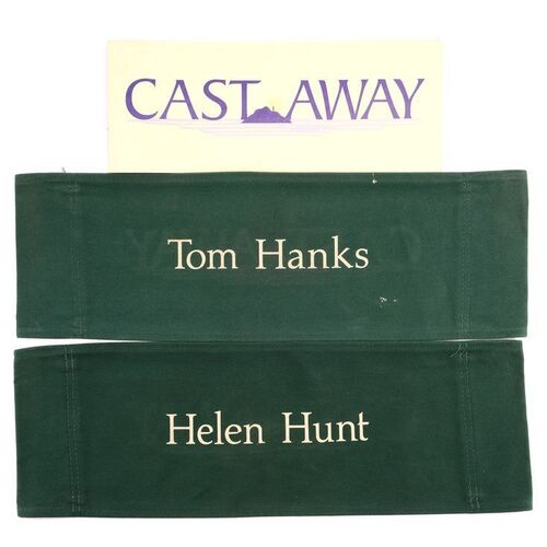 Lot # 615: Cast Away (2000) - Tom Hanks and Helen Hunt's Chairbacks with Placard