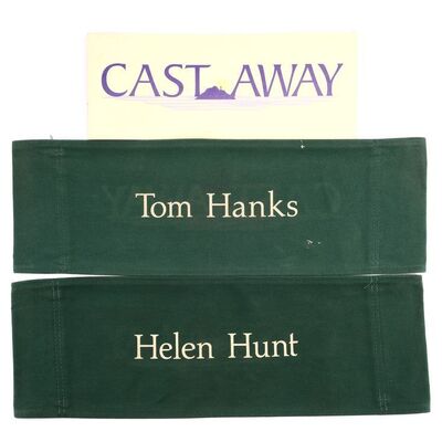 Lot # 615: Cast Away (2000) - Tom Hanks and Helen Hunt's Chairbacks with Placard