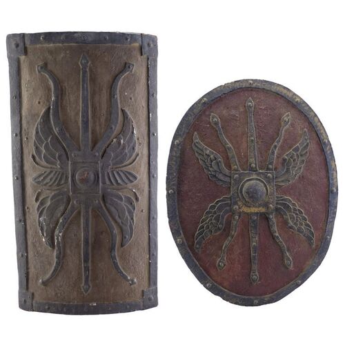 Lot # 631: Cleopatra (1963) - Roman Infantry and Cavalry Shields