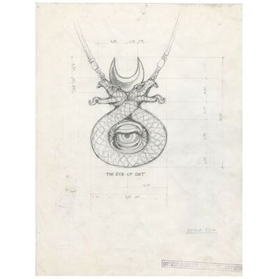 Lot # 638: Conan The Barbarian (1982) - Hand-Drawn Ron Cobb Eye of Set Amulet Design