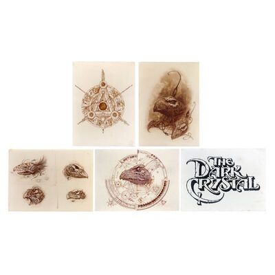 Lot # 655: The Dark Crystal (1982) - Set of Mounted Concept Art Prints by Brian Froud