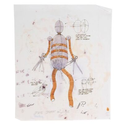 Lot # 693: Edward Scissorhands (1990) - Hand-Drawn and Colored Jack Johnson Concept Art of Edward Scissorhands