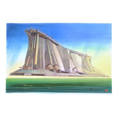 Lot # 726: The Fifth Element (1997) - Hand-Painted Jacques Rey "Fhloston Paradise" Concept Illustration