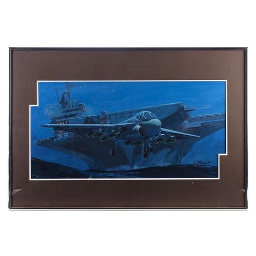 Lot # 732: Flight Of The Intruder (1991) - Framed Hand-Illustrated Jack Johnson Intruder Concept Artwork