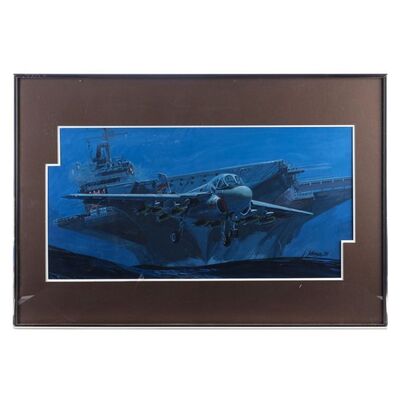 Lot # 732: Flight Of The Intruder (1991) - Framed Hand-Illustrated Jack Johnson Intruder Concept Artwork