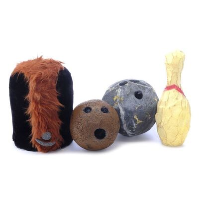 Lot # 734: The Flintstones (1994) - Bowl-O-Rama Balls and Pin with Loyal Order of Water Buffaloes Hat