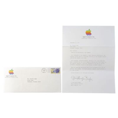 Lot # 736: Forrest Gump (1994) - Forrest Gump's (Tom Hanks) Letter from Apple
