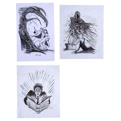Lot # 808: Harry Potter And The Prisoner Of Azkaban (2004) - Set of Three Hand-Drawn Doug Brode Marketing Concept Sketches