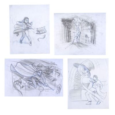 Lot # 809: Harry Potter And The Prisoner Of Azkaban (2004) - Set of Four Hand-Drawn Doug Brode Marketing Concept Sketches