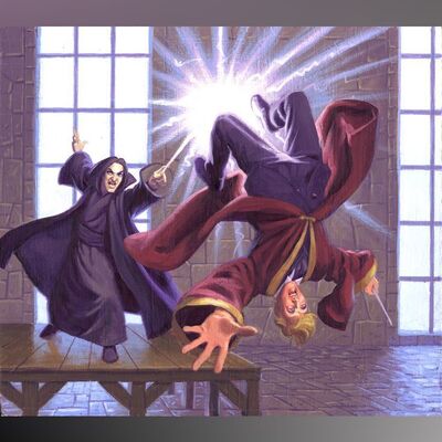 Lot # 810: Harry Potter And The Chamber Of Secrets (2002) - Hand-Painted Greg Hildebrandt "Expelliarmus" Trading Card Artwork