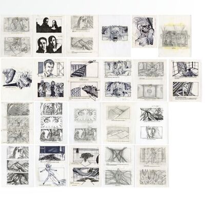 Lot # 832: House On Haunted Hill (1999) - Set of 22 Printed and Hand-Illustrated Doug Brode Storyboards