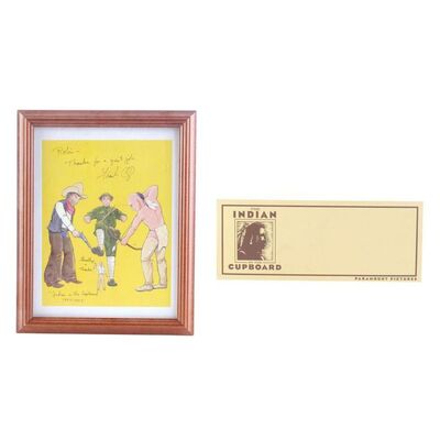 Lot # 849: The Indian In The Cupboard (1995) - Framed Frank Oz-Autographed Crew Gift and Car Placard