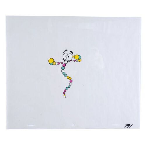 Lot # 879: Jurassic Park (1993) - Mr. DNA (Greg Burson) Animation Cel and Hand-Illustrated Sketch