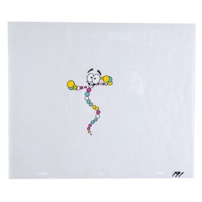 Lot # 879: Jurassic Park (1993) - Mr. DNA (Greg Burson) Animation Cel and Hand-Illustrated Sketch