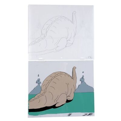 Lot # 880: Jurassic Park (1993) - Dinosaur Animation Cel and Hand-Illustrated Sketches