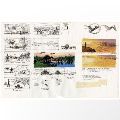 Lot # 884: Jurassic Park III (2001) - Hand-Illustrated Jack Johnson Storyboard Sheet